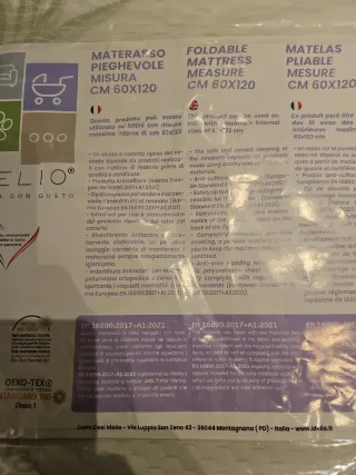 Materasso pieghevole IDELIO per lettino 60x120cm