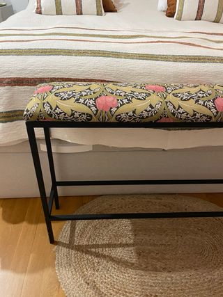 Banqueta hierro tapizada -  estampado flores