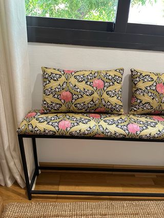 Banqueta hierro tapizada -  estampado flores