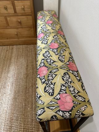 Banqueta hierro tapizada -  estampado flores