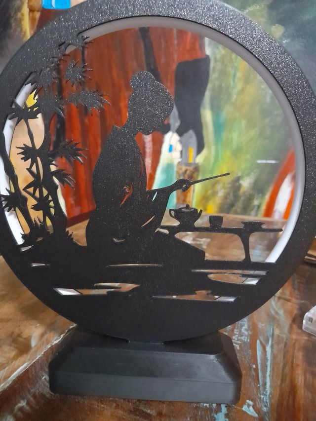 Lampada Giapponese - Decoro intagliato