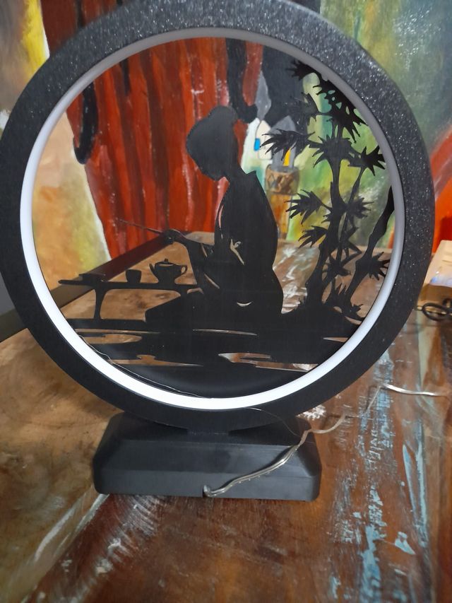 Lampada Giapponese - Decoro intagliato