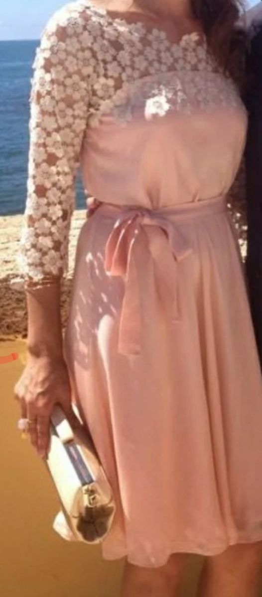 Vestido Intropia encaje rosa palo