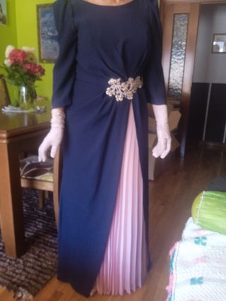 Vestido fiesta azul y rosa