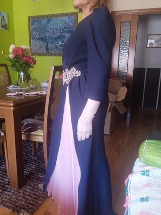 Vestido fiesta azul y rosa