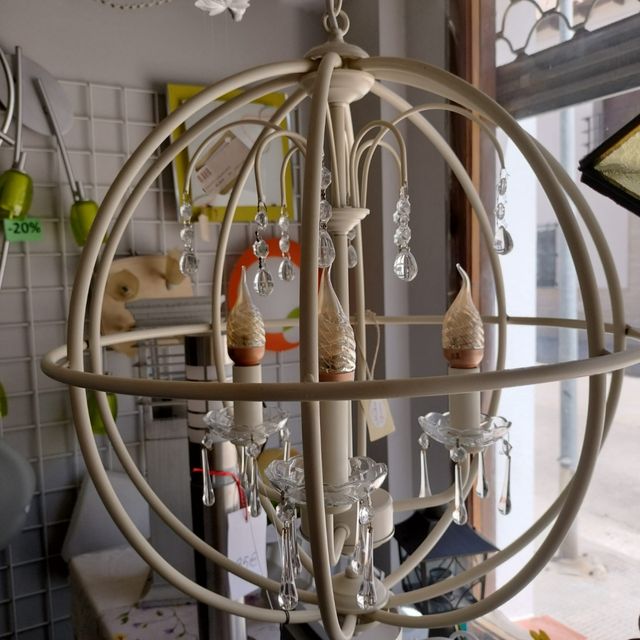 Lámpara redonda blanco roto, 