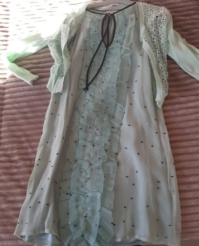 Vestido Hoss Intropia seda verde agua