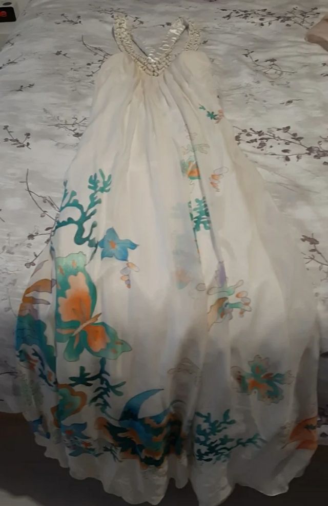 Vestido largo seda estampado