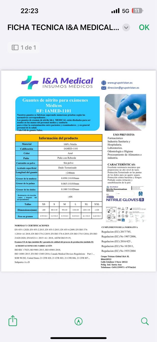 Guantes Nitrilo I&A Medical - Azul