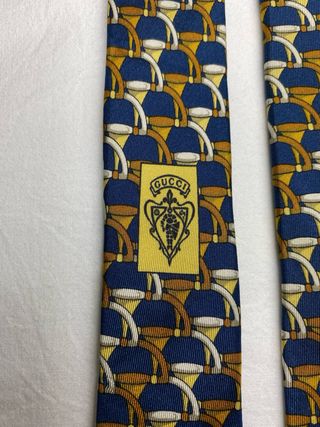 Corbata estampada eslabón vintage seda de Gucci 