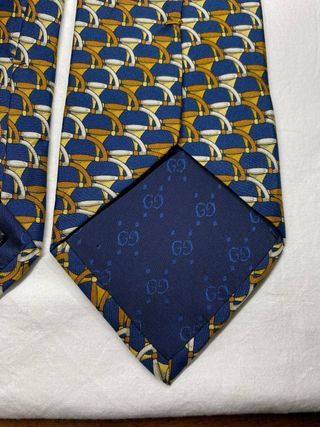 Corbata estampada eslabón vintage seda de Gucci 