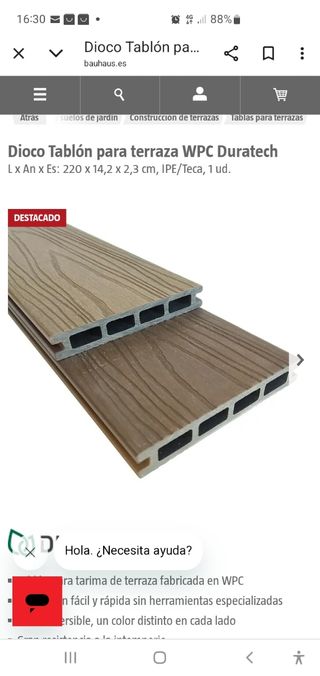 Tarima exterior pwc  lamas composite