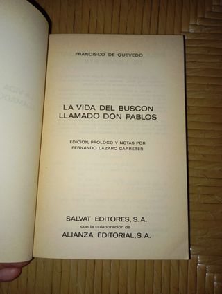Libro: La Vida del Buscón Llamado Don Pablos