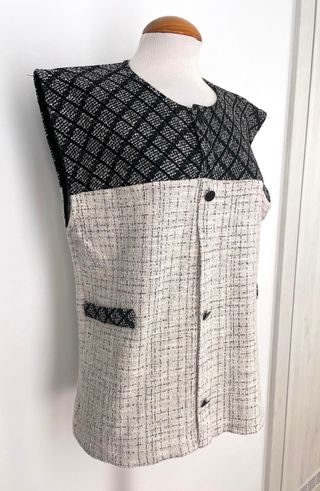 Blusa-Chaleco Crema con Negro || M (38)