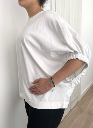 Blusa Blanca con Mangas Fruncidas || S-M (36-38)