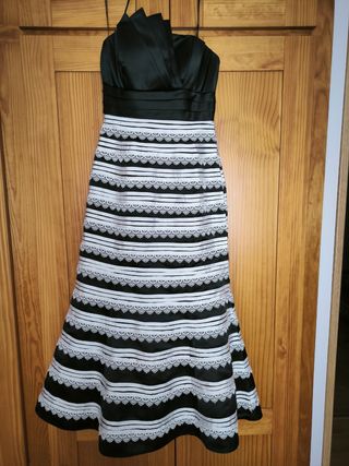 Vestido Fiesta Sonia Peña Blanco-Negro