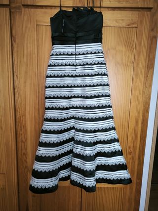 Vestido Fiesta Sonia Peña Blanco-Negro