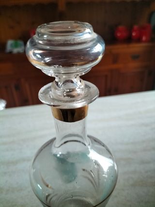 Bottiglia vetro vintage decorata oro