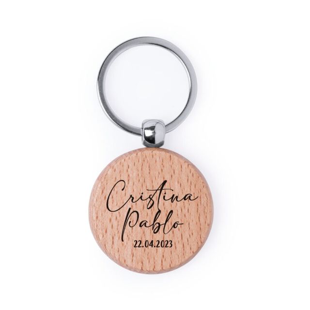 Llaveros madera grabados - boda