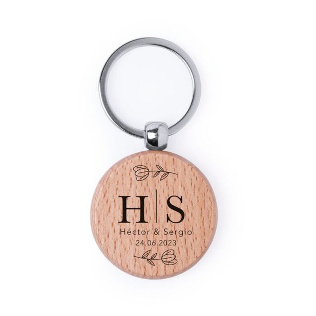 Llaveros madera grabados - boda