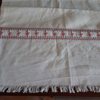 Runner tavolo Cotone-Lino Rosso-Bianco