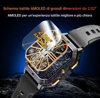 Smartwatch Militare 2,02 Pollici con 2 Cinturini