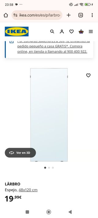 Espejo IKEA LÄRBRO 48x120cm