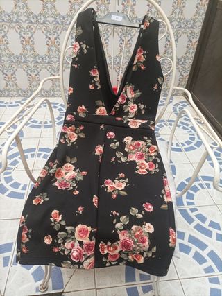 Vestido Flores - Negro/Rosa