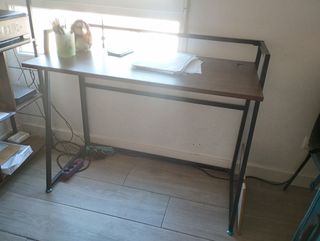 Mesa escritorio plegable metal y madera