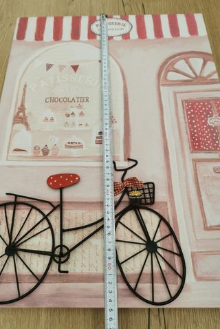 Cuadro bici vintage rosa Medidas 55 x 40 x 3