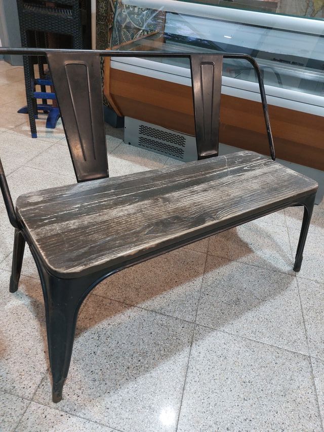 Bancos industrial vintage negro y madera,tengo 12