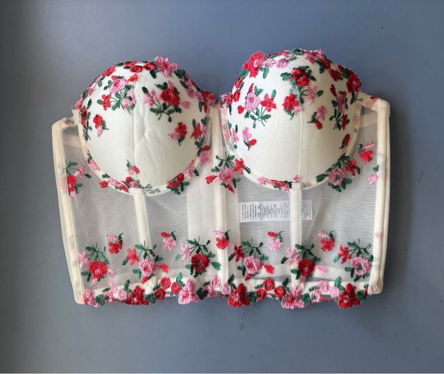 Corset bordado floral blanco