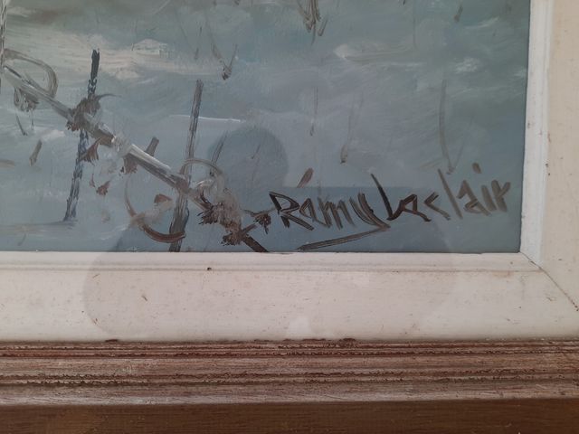 Dipinto olio su tela, paesaggio invernale