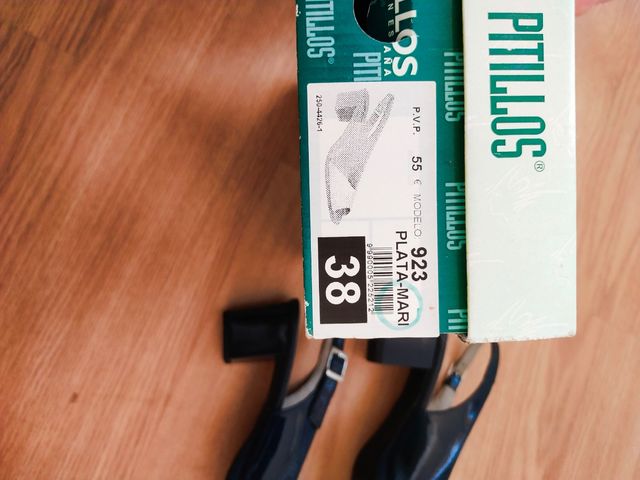 Sandalias Pitillos beige-azul, talla 38