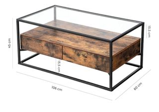 Mesa centro industrial - Madera oscura 
