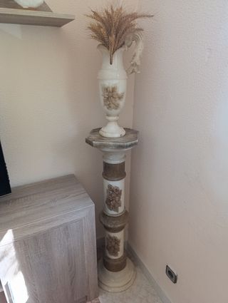 Columna mármol con jarrón | Decoración vintage
