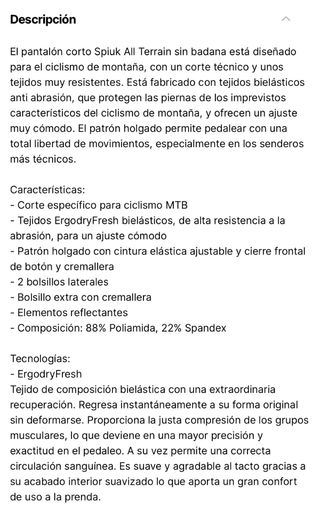 Pantalón ciclismo Spiuk Mtb tallas M y L 
-30% dto