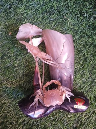 Escultura china de cuerno: camarones y cangrejo