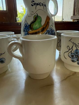 Jarra y vasos cerámica Vintage - Sangría