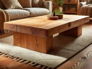 Mesa centro rústica madera maciza