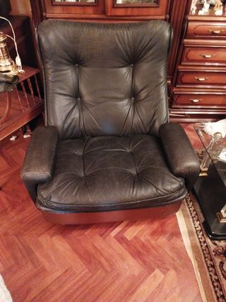 Sillón relax piel negra