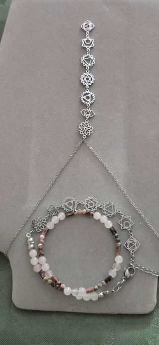 Collar y pulsera chakras plata