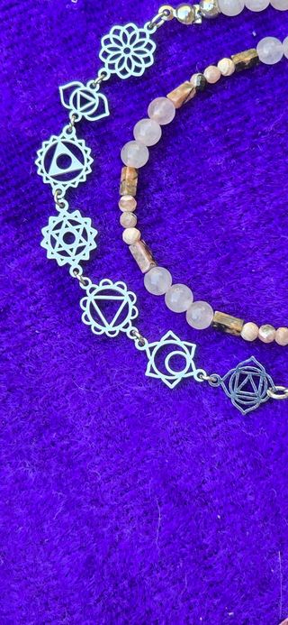 Collar y pulsera chakras plata