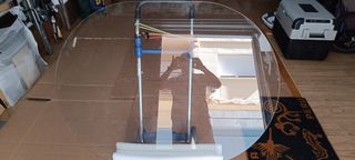 Cristal mesa ovalada transparente