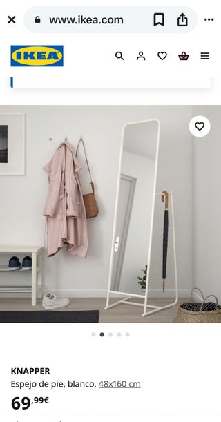 Espejo completo IKEA blanco medidas 48 x 1’60