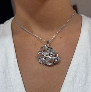 Colgante antiguo oro 18k diamantes perlas