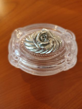 Portagioie in vetro e argento vintage