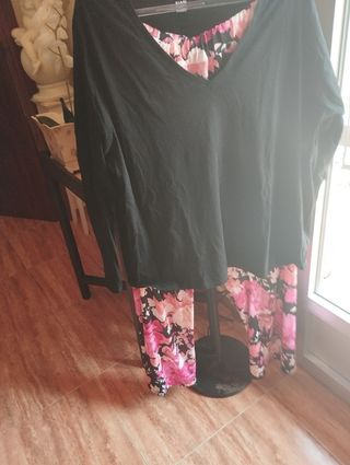 Conjunto 2 piezas talla grande - Negro/Rosa