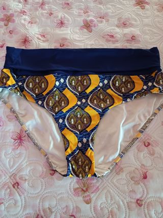 Braga bikini alta azul y amarilla