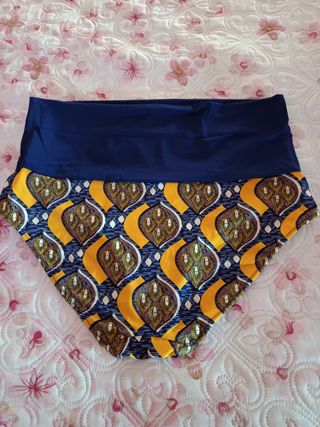 Braga bikini alta azul y amarilla
